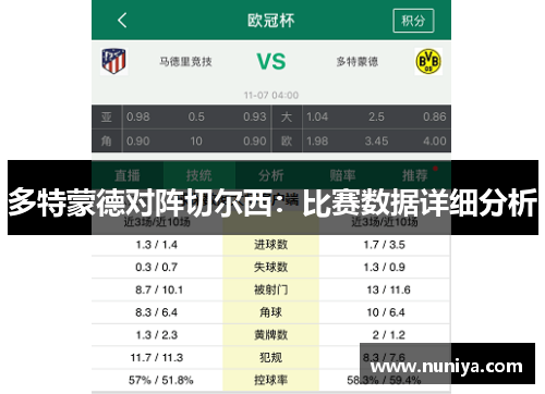 多特蒙德对阵切尔西：比赛数据详细分析